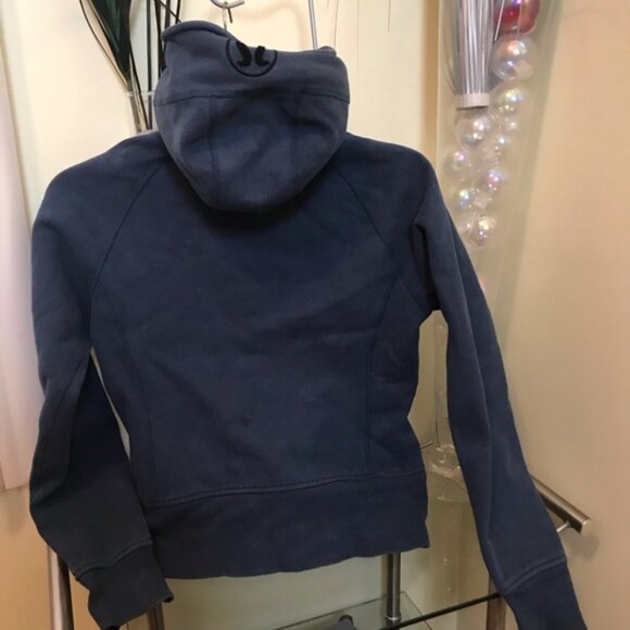 LULULEMON Scuba Hoodie Cotton Fleece Hood Jacket Sweater Top Pocket Gray Green 8 - Picture 4 of 6